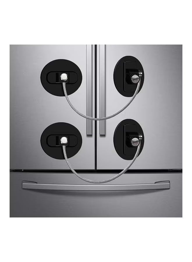 2-Piece Fridge Freezer Door Lock With 2 Keys Black - Image 1
